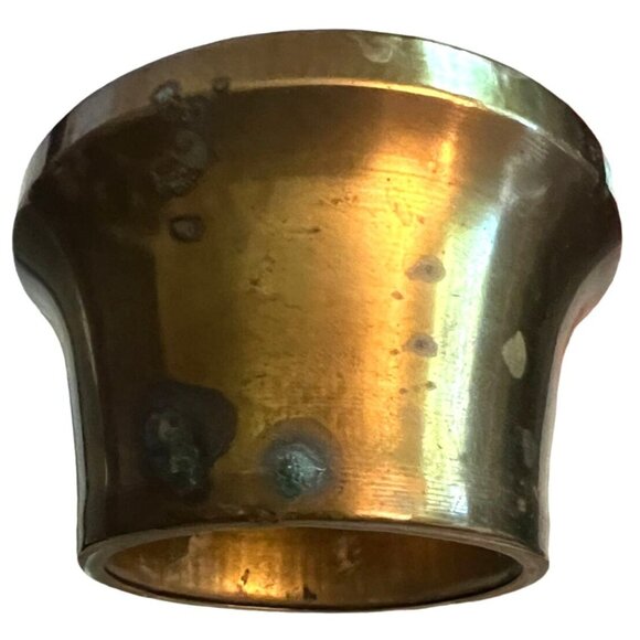 Antique Inkwell Glass beveled glass corners & concave Brass top Square Base 3" - Picture 9 of 10